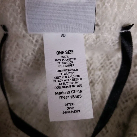 Sonoma Poncho Hooded Plaid Toggle One Size Cream Black Fall Cozy Cottagecore - Picture 5 of 10